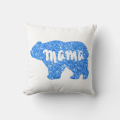 Schattige Mama beer blauw sprankelend ontwerp voor Kussen (Voorkant)