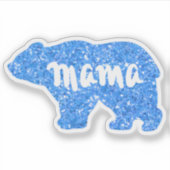 Schattige Mama beer blauw sprankelend ontwerp voor Sticker (Voorkant)