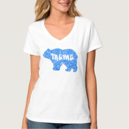 Schattige Mama beer blauw sprankelend ontwerp voor T-shirt