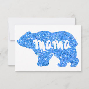 Schattige Mama-beer blauwe glinsterende ontwerp vo Kaart