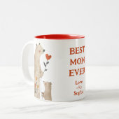 Schattige Mama Beer & Cub Beste Mam Ooit Moederdag Tweekleurige Koffiemok (Voorkant links)
