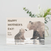 Schattige Mama Beer & Cub Happy Moederdag Kaart (Staand voorkant)