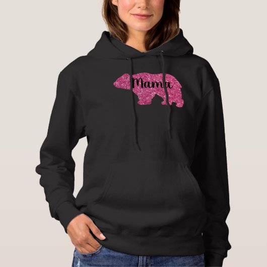 Schattige Mama beer design moederdag cadeau zwart Hoodie (Voorkant)