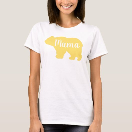 Schattige Mama beer geel design moederdag cadeau T-shirt (Voorkant)