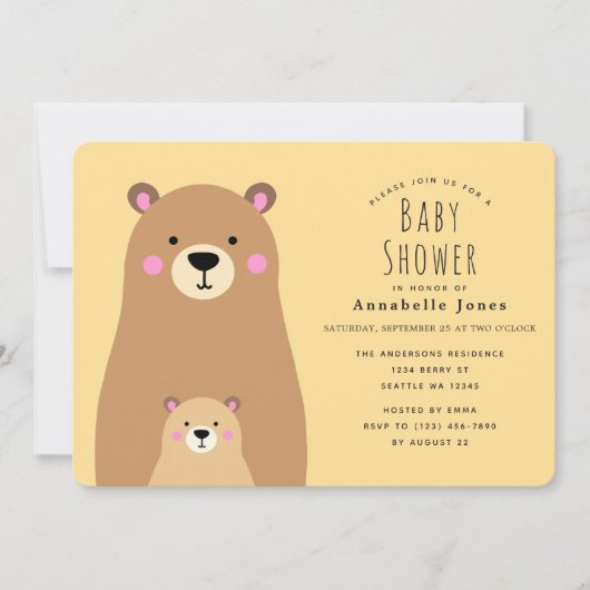 Schattige Mama Beer Genderneutraal Baby shower Kaart (Voorkant)