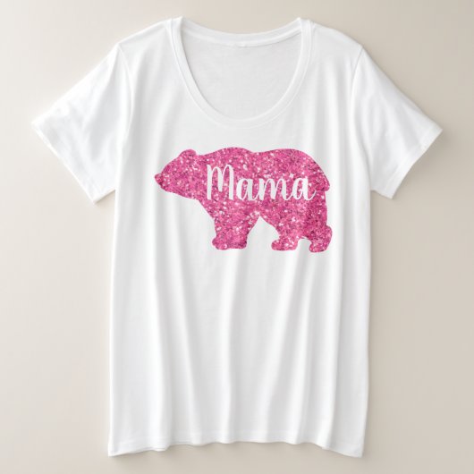 Schattige Mama beer glitter roze moederdag cadeau Grote Maat T-shirt (Design voorkant)