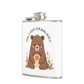 Schattige mama Beer met bloemen Heupfles (Links)
