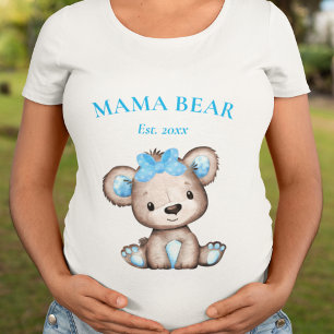 Schattige Mama Beer Vastgesteld Datum Baby shower Grote Maat T-shirt
