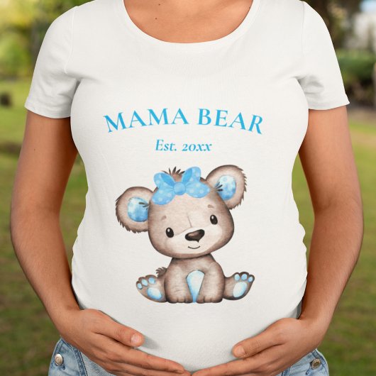 Schattige Mama Beer Vastgesteld Datum Baby shower Grote Maat T-shirt
