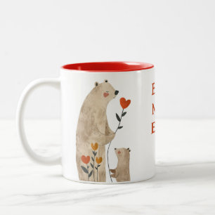 Schattige Mama Beer & Welp Beste Moeder Ooit Moede Tweekleurige Koffiemok