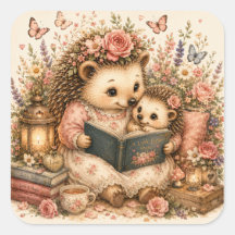 Schattige mama en baby egel Cozy Cottagecore