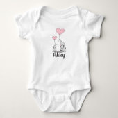 Schattige mama en Baby Roze olifant Romper (Voorkant)