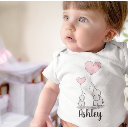 Schattige mama en Baby Roze olifant Romper