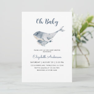 Schattige mama en baby walvisjongen baby shower kaart