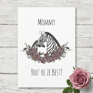 Schattige mama en baby zebra Gelukkige Moederdag Kaart