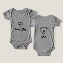 Schattige mama en papa hart – Naam op maat baby bo