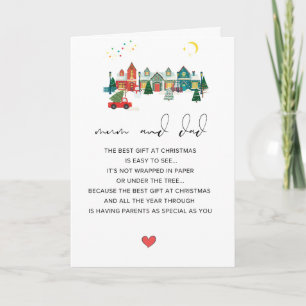 Schattige mama en papa vrolijk kerstfeest gevouwen feestdagen kaart