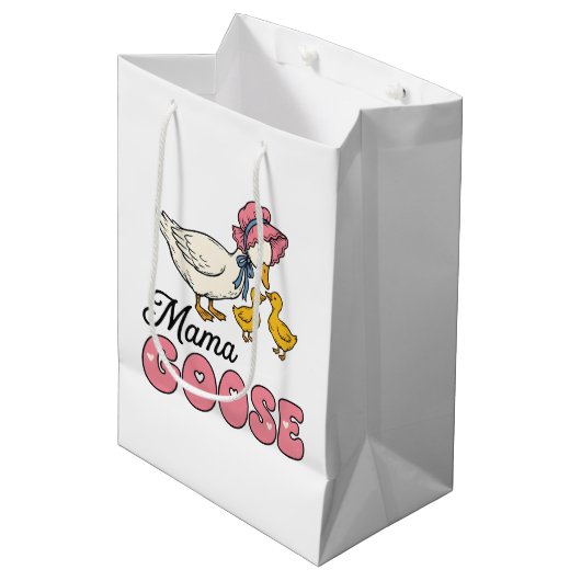 Schattige Mama gans Moederdag Medium Cadeauzakje (Voorkant Gekanteld)