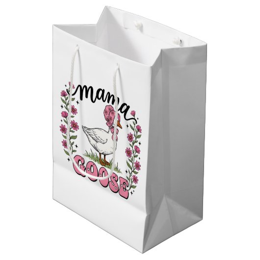 Schattige Mama gans Moederdag Medium Cadeauzakje (Voorkant Gekanteld)