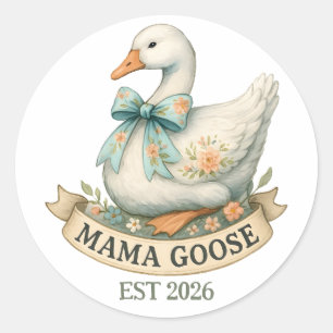 Schattige Mama Gans Vintage Boerderij Dier Moeder Ronde Sticker