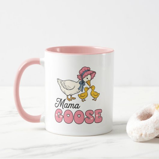 Schattige Mama gans woordkunst Mok (Met donut)