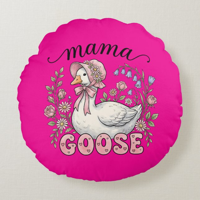 Schattige Mama gans woordkunst  Rond Kussen (Voorkant)