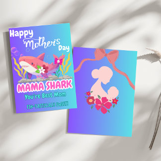 Schattige Mama Haai Zalige Moederdag Kaart - Vin-t