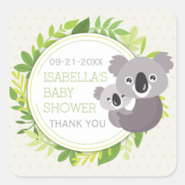 Schattige Mama Koala & Baby Koala Baby shower Vierkante Sticker