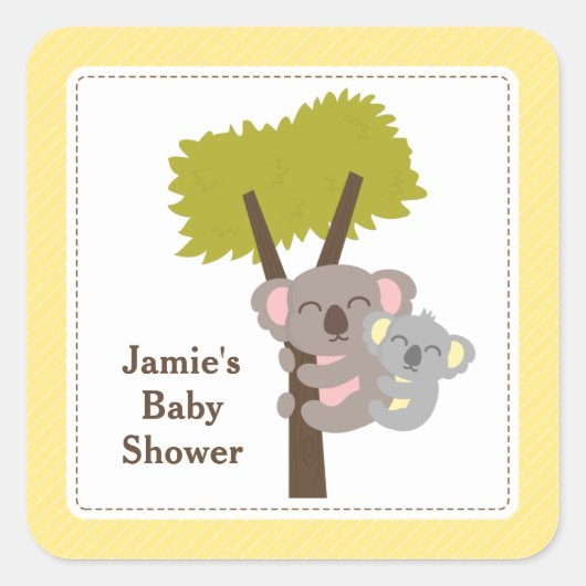 Schattige Mama Koala Beer Baby shower Party Vierkante Sticker (Voorkant)