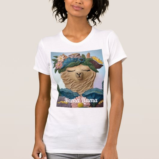 Schattige Mama Llama schilderij op een T-shirt (Voorkant)