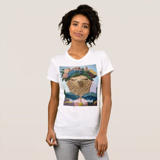 Schattige Mama Llama schilderij op een T-shirt (Voorkant volledig)