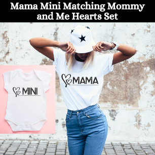 Schattige Mama Mama en Me Harten Bijpassende Set T-shirt