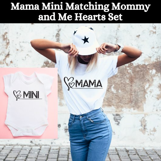 Schattige Mama Mama en Me Harten Bijpassende Set T-shirt