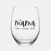 Schattige Mama Moeder Vriend Bruh Moederdag Wijnglas Zonder Voet (Voorkant)