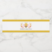 Schattige Mama naar Bee Geel Roze Baby shower Waterfles Etiket (Enkel label)
