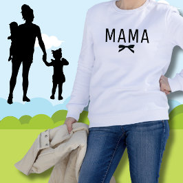 Schattige Mama Nieuw Mama Zwart Bow Lange Mouw T-shirt