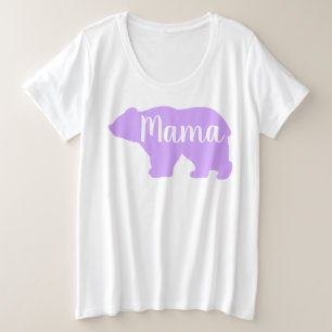 Schattige Mama paarse beer design moederdag cadeau Grote Maat T-shirt