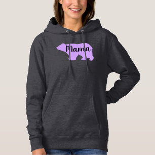 Schattige Mama paarse beer design moederdag cadeau Hoodie