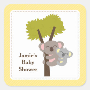 Schattige Mamakoala Baby Shower Feestje Vierkante Sticker