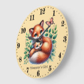 Schattige Mama's Girl Fox Naam toevoegen Grote Klok (Hoek)