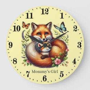 Schattige Mama's Girl Fox Naam toevoegen Grote Klok