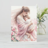 Schattige Mama's Knuffel Roze Rozen Moederdag Wate Feestdagenkaart (Staand voorkant)