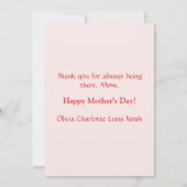 Schattige Mama's Knuffel Roze Rozen Moederdag Wate Feestdagenkaart (Achterkant)