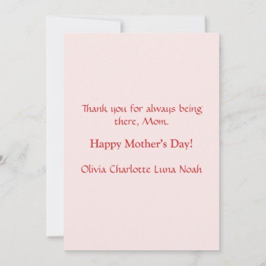 Schattige Mama's Knuffel Roze Rozen Moederdag Wate Feestdagenkaart (Achterkant)