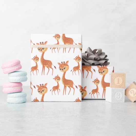 schattige mammie baby giraffe cadeaupapier (Baby Shower)