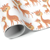 schattige mammie baby giraffe cadeaupapier (Rol Hoek)