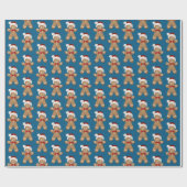 schattige man van het ontbijtbrood met Santa hat Cadeaupapier (Vlak)