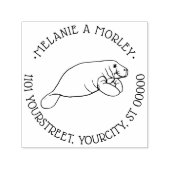 Schattige Manatee Zee Koe Ronde Naam Retouradres Zelfinktende Stempel (Design)