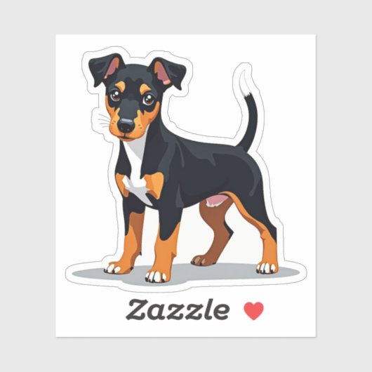 Schattige Manchester Terrier, kubisme charme, klei Sticker (Vel)