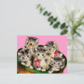 schattige mand o' kittens uit 1950 briefkaart (Staand voorkant)